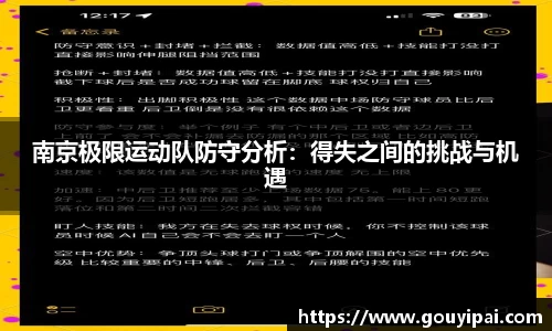 南京极限运动队防守分析：得失之间的挑战与机遇